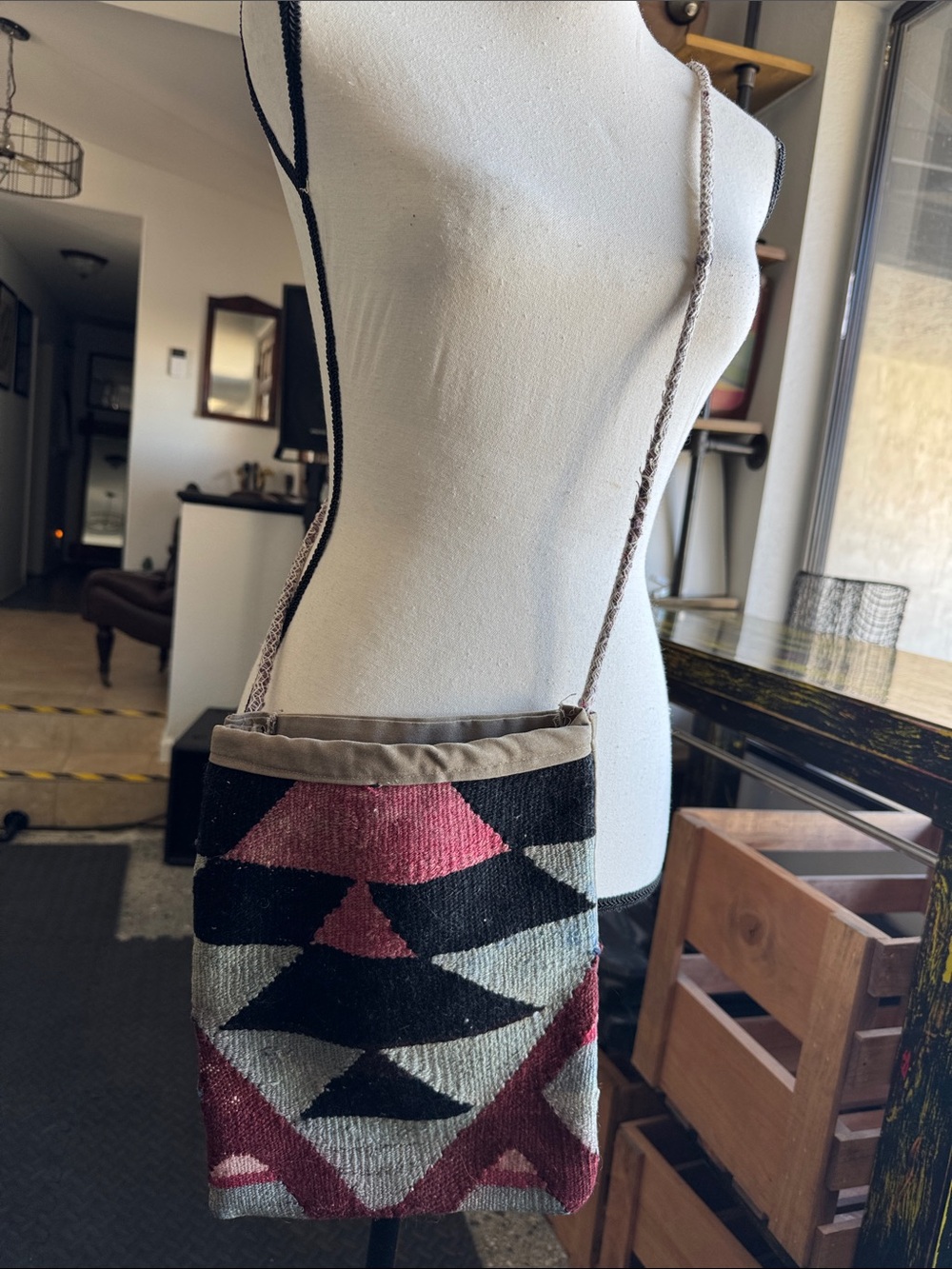 Handwoven Kilim Geometric Aztec Crossbody Bag